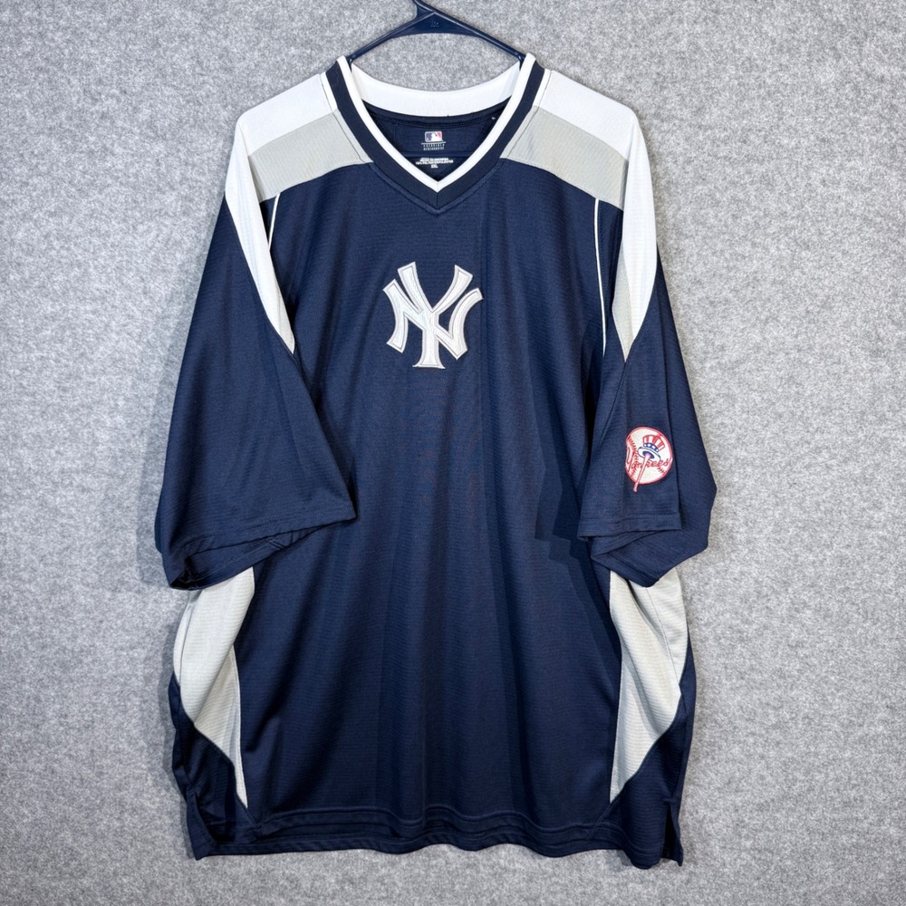 MLB New‎ York Yankees Baseball Jersey V-Neck Patchwork 2XL Mens